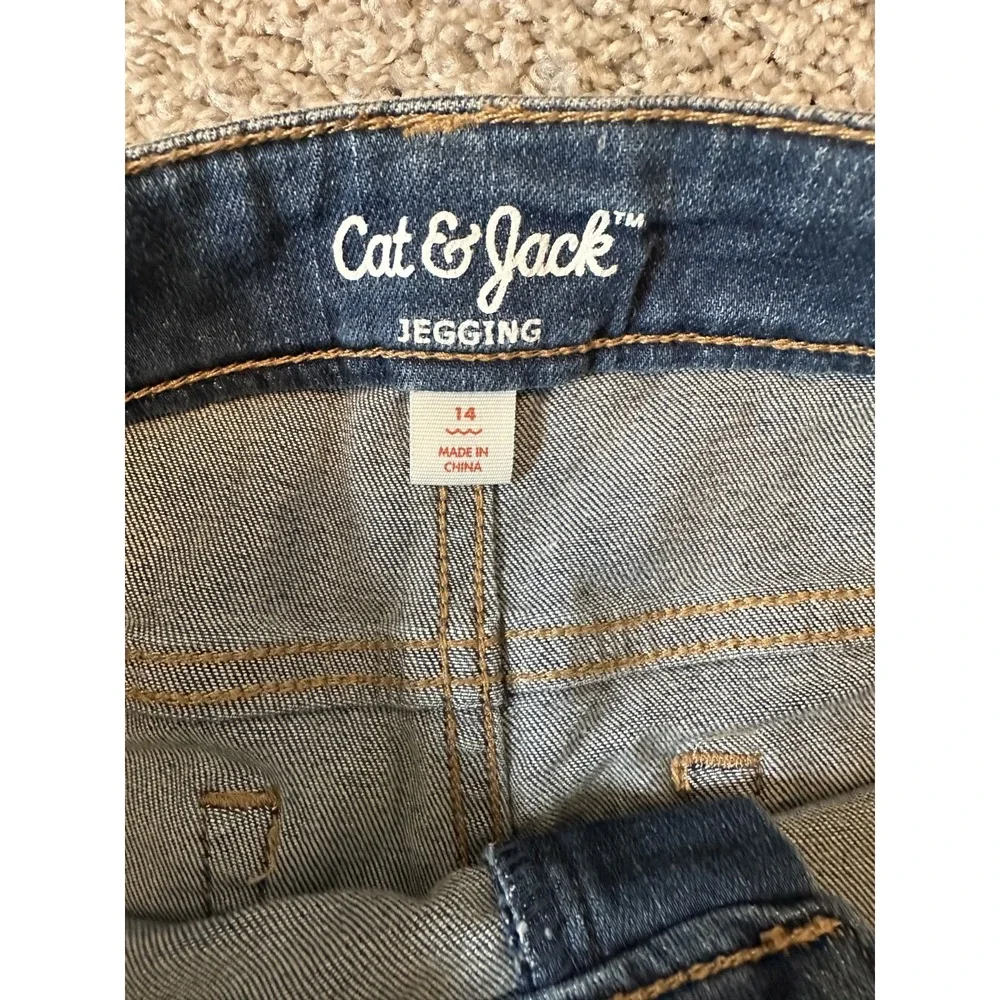 Cat & Jack Jegging Size 14 Blue Denim Distressed High Rise Skinny‎ Casual NWT